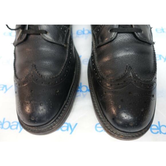 VTG The Hanover Shoe black men's 11 M wingtip dress shoes - Picture 3 of 10